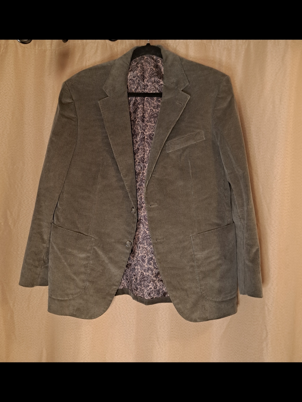 Men's Tan Corduroy Sport Coat with Paisley Lining